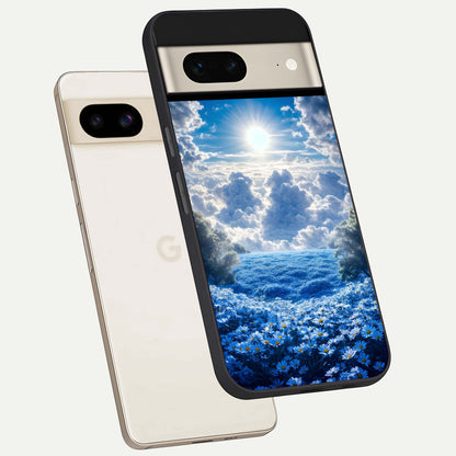  Heavenly Daisy Horizon phone case For Google Pixel 7 showing premium glass back cover with detailed artwork