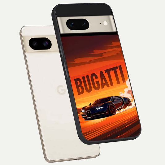  Inferno Bugatti Storm phone case For Google Pixel 7 showing premium glass back cover with detailed artwork