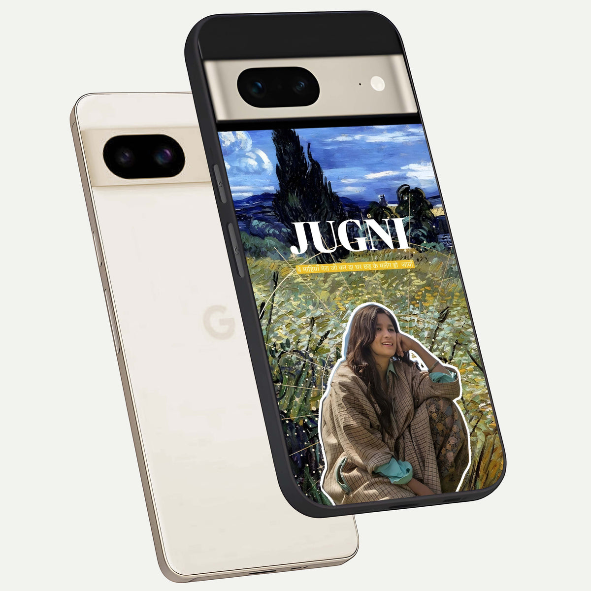  Jugni Soul Vibes phone case For Google Pixel 7 showing premium glass back cover with detailed artwork