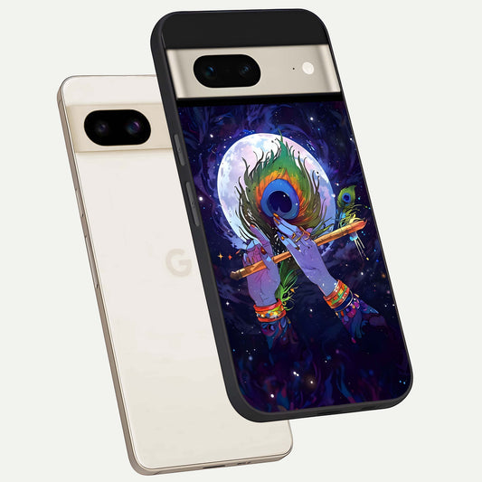  Krishna Hands Art phone case For Google Pixel 7 showing premium glass back cover with detailed artwork