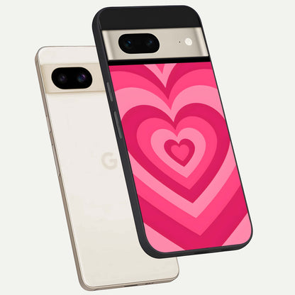  Layered Love Hearts phone case For Google Pixel 7 showing premium glass back cover with detailed artwork