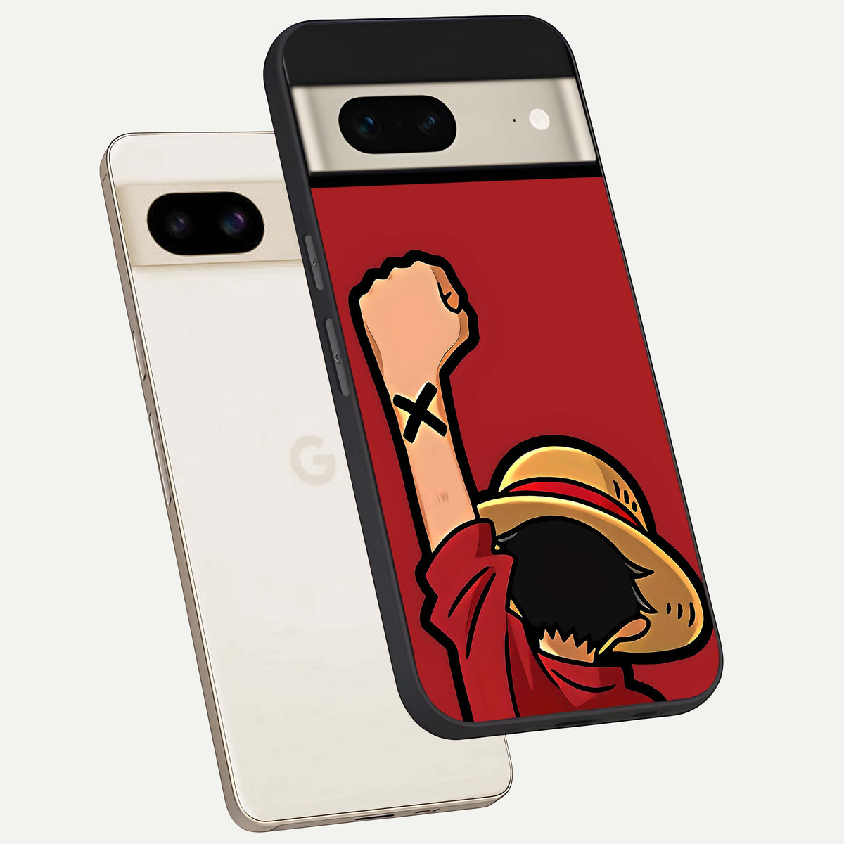  Luffy X Spirit phone case For Google Pixel 7 showing premium glass back cover with detailed artwork