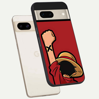  Luffy X Spirit phone case For Google Pixel 7 showing premium glass back cover with detailed artwork