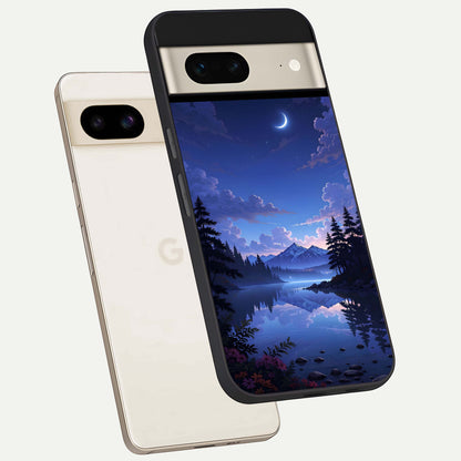  Midnight Lake Peace phone case For Google Pixel 7 showing premium glass back cover with detailed artwork