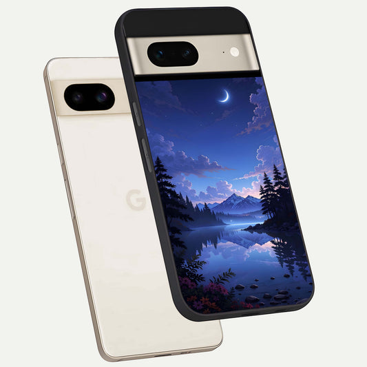  Midnight Lake Peace phone case For Google Pixel 7 showing premium glass back cover with detailed artwork