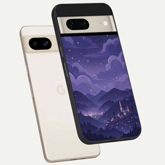  Minimal Night View phone case For Google Pixel 7 showing premium glass back cover with detailed artwork
