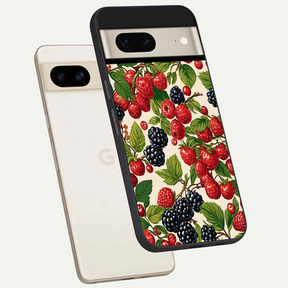  Mixed Berry Collage phone case For Google Pixel 7 showing premium glass back cover with detailed artwork