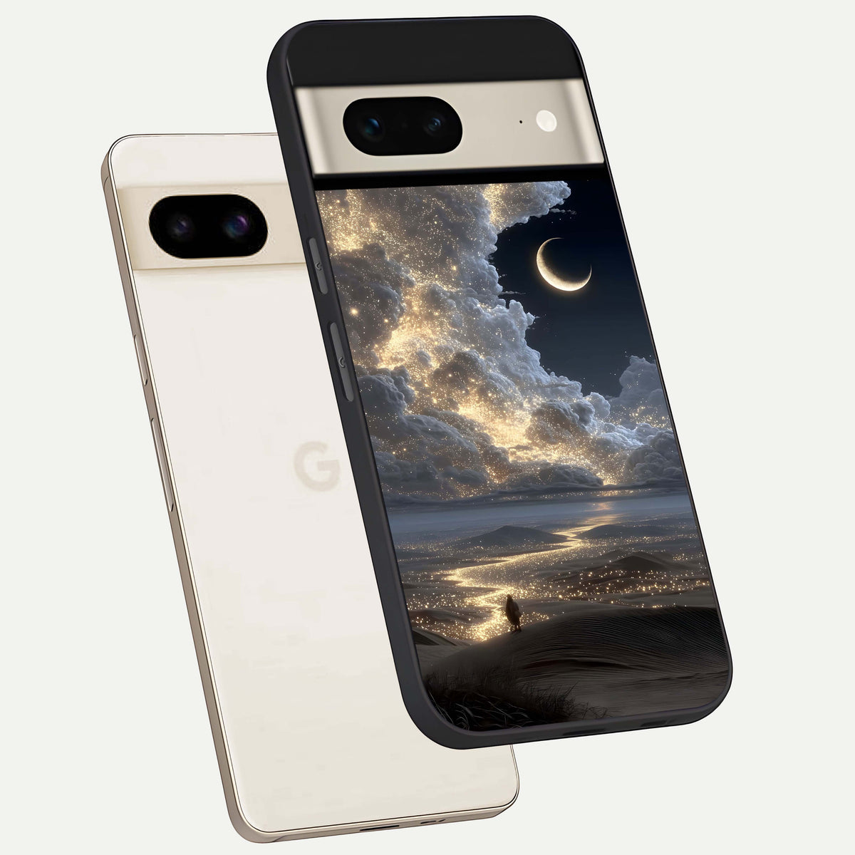  Moonlight Spark Path phone case For Google Pixel 7 showing premium glass back cover with detailed artwork