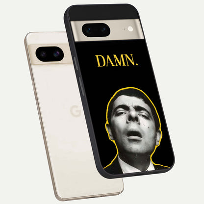  Mr Bean Damn phone case For Google Pixel 7 showing premium glass back cover with detailed artwork
