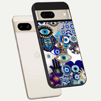  Mystic Charm Eye phone case For Google Pixel 7 showing premium glass back cover with detailed artwork