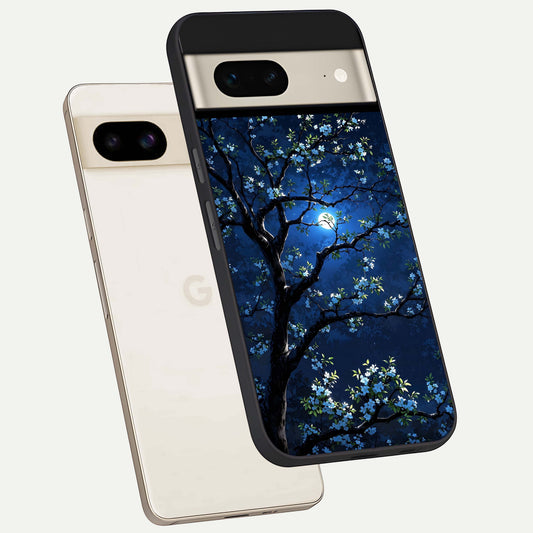  Mystic Floral Night phone case For Google Pixel 7 showing premium glass back cover with detailed artwork