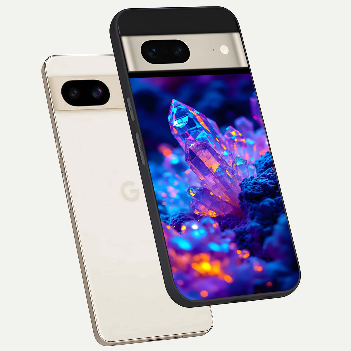  Neon Aura Shards phone case For Google Pixel 7 showing premium glass back cover with detailed artwork