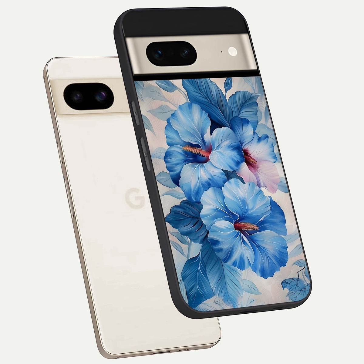  Ocean Hibiscus Grace phone case For Google Pixel 7 showing premium glass back cover with detailed artwork