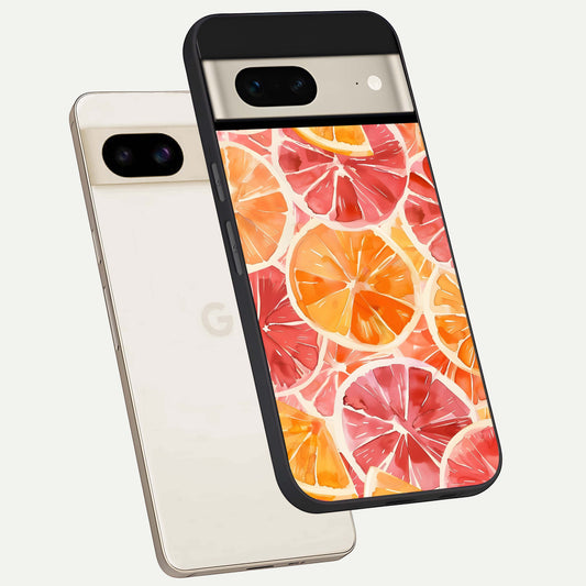 Orange Fruits Pattern phone case For Google Pixel 7 showing premium glass back cover with detailed artwork