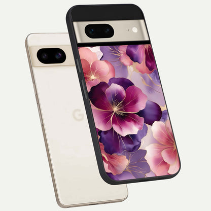  Pink Bouquet Florals phone case For Google Pixel 7 showing premium glass back cover with detailed artwork