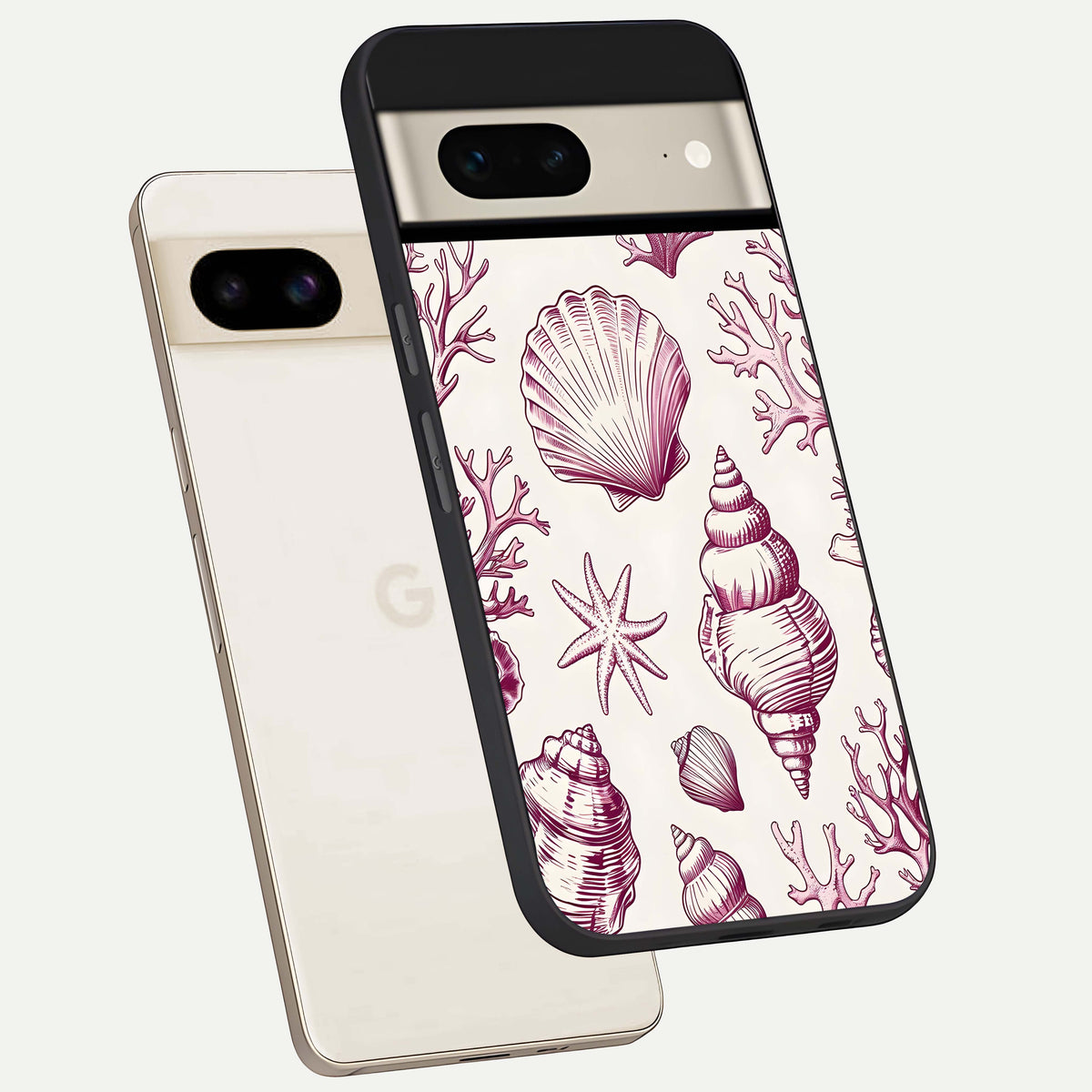  Pink Power Sparks phone case For Google Pixel 7 showing premium glass back cover with detailed artwork