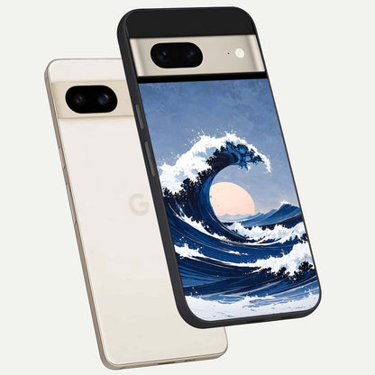  Rising Tide Power phone case For Google Pixel 7 showing premium glass back cover with detailed artwork