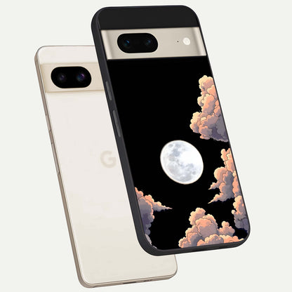  Shade Cloud Moon phone case For Google Pixel 7 showing premium glass back cover with detailed artwork