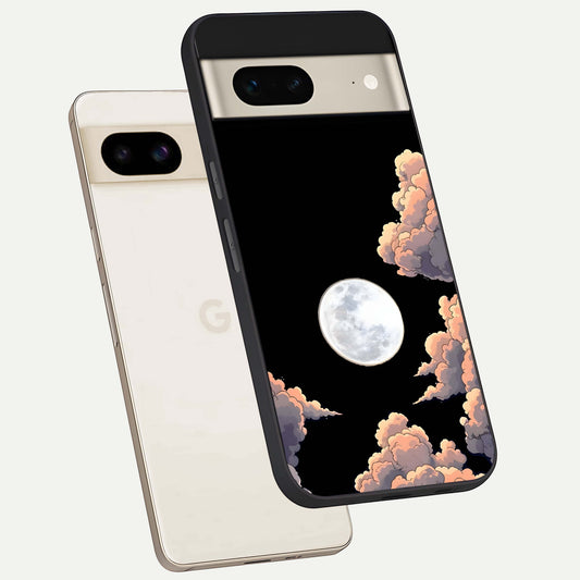  Shade Cloud Moon phone case For Google Pixel 7 showing premium glass back cover with detailed artwork