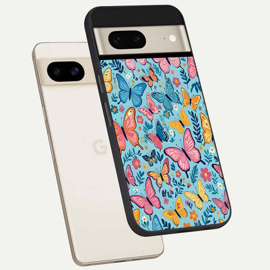  Spring Wing Garden phone case For Google Pixel 7 showing premium glass back cover with detailed artwork