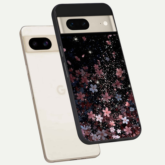  Starlit Flower Dreams phone case For Google Pixel 7 showing premium glass back cover with detailed artwork