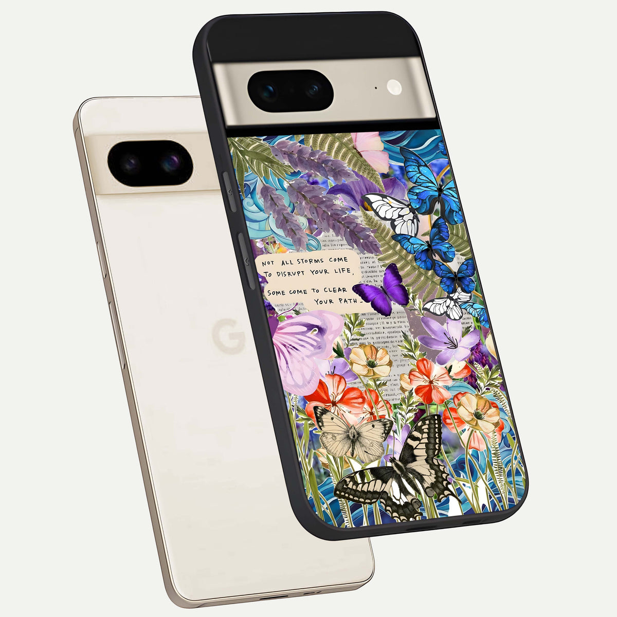  Storm Path Bloom phone case For Google Pixel 7 showing premium glass back cover with detailed artwork