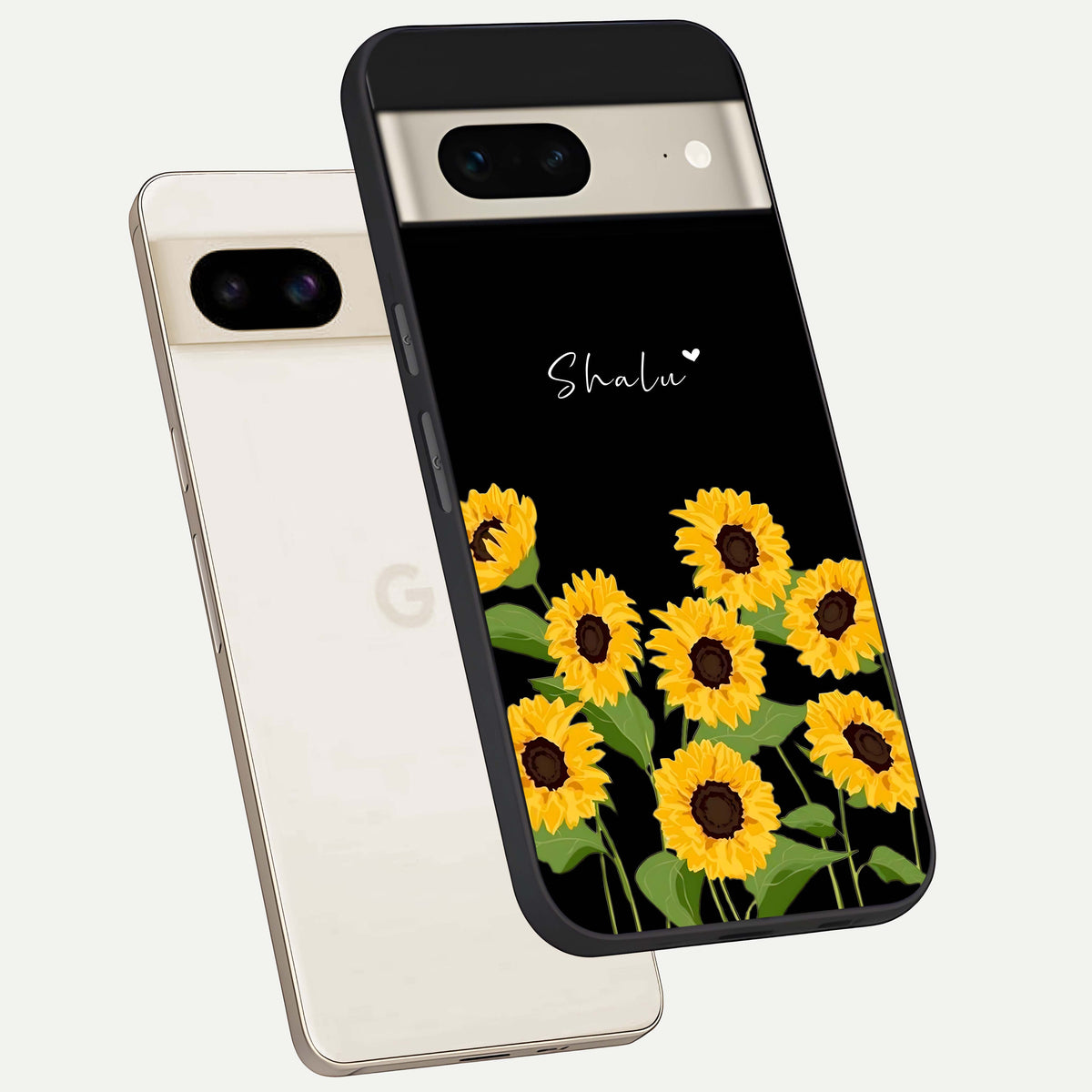  Sunflower Sky Bloom phone case For Google Pixel 7 showing premium glass back cover with detailed artwork