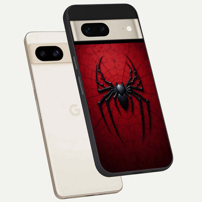  Superhero Web Emblem phone case For Google Pixel 7 showing premium glass back cover with detailed artwork