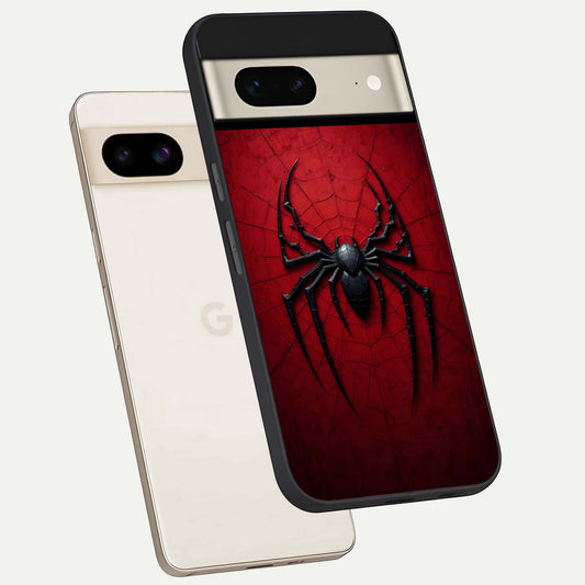  Superhero Web Emblem phone case For Google Pixel 7 showing premium glass back cover with detailed artwork