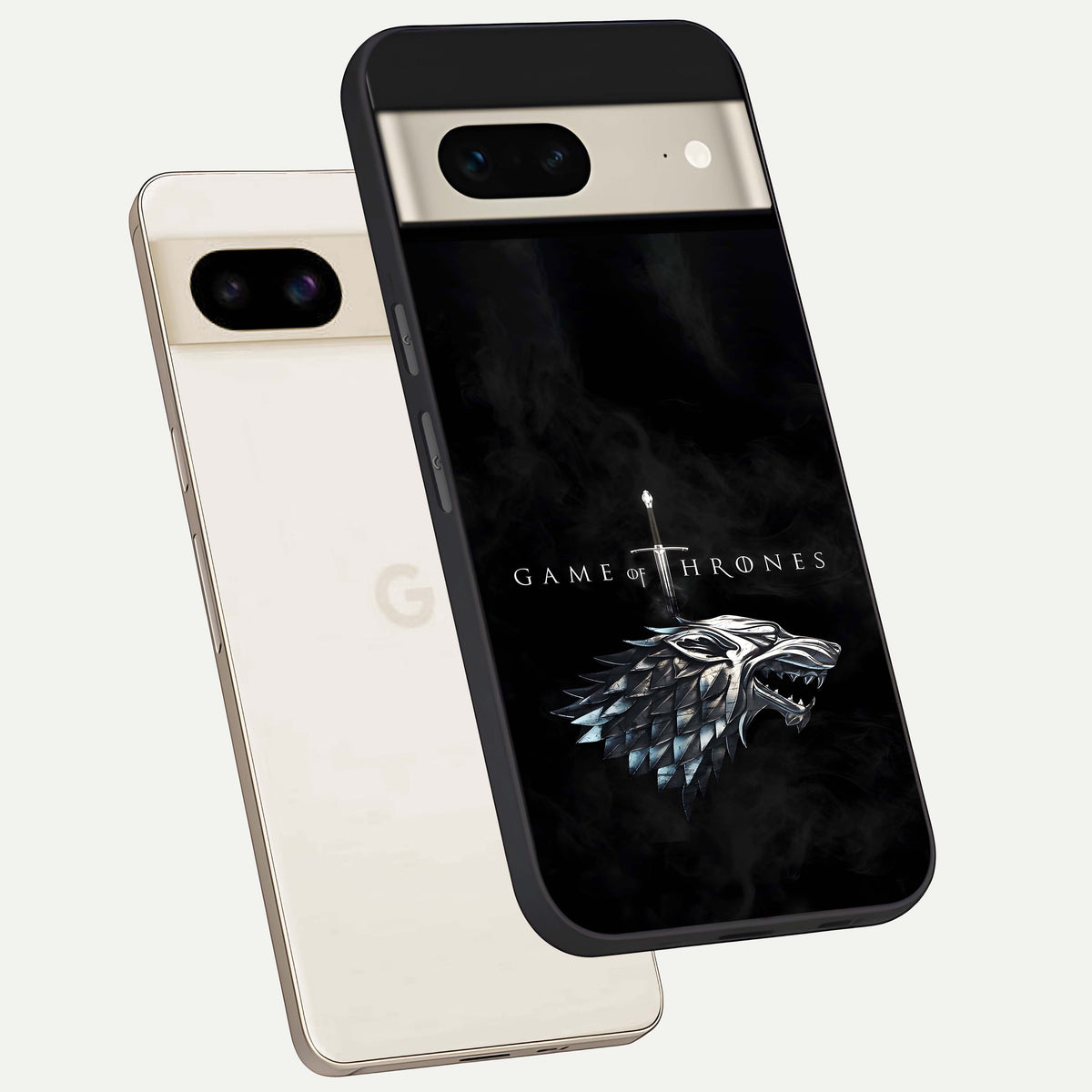  Throne Wolf Legacy phone case For Google Pixel 7 showing premium glass back cover with detailed artwork