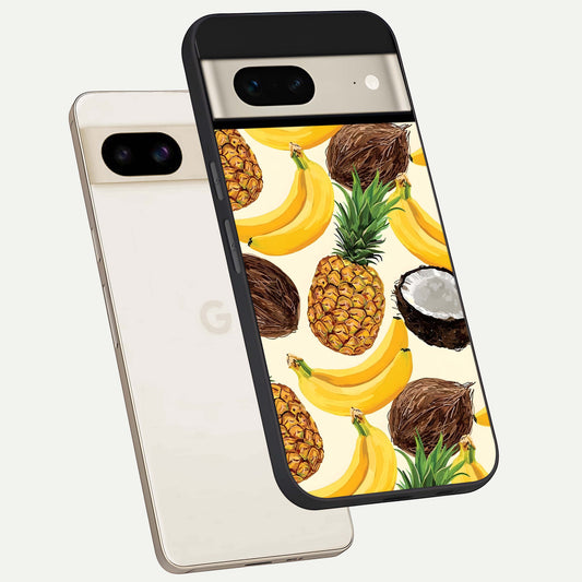  Tropical Fruit Mood phone case For Google Pixel 7 showing premium glass back cover with detailed artwork