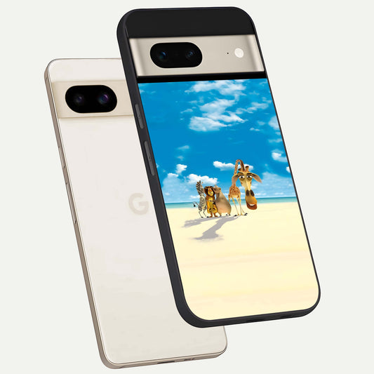  Tropical Fun Squad phone case For Google Pixel 7 showing premium glass back cover with detailed artwork