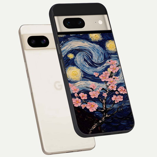  Van Gogh Scenery phone case For Google Pixel 7 showing premium glass back cover with detailed artwork