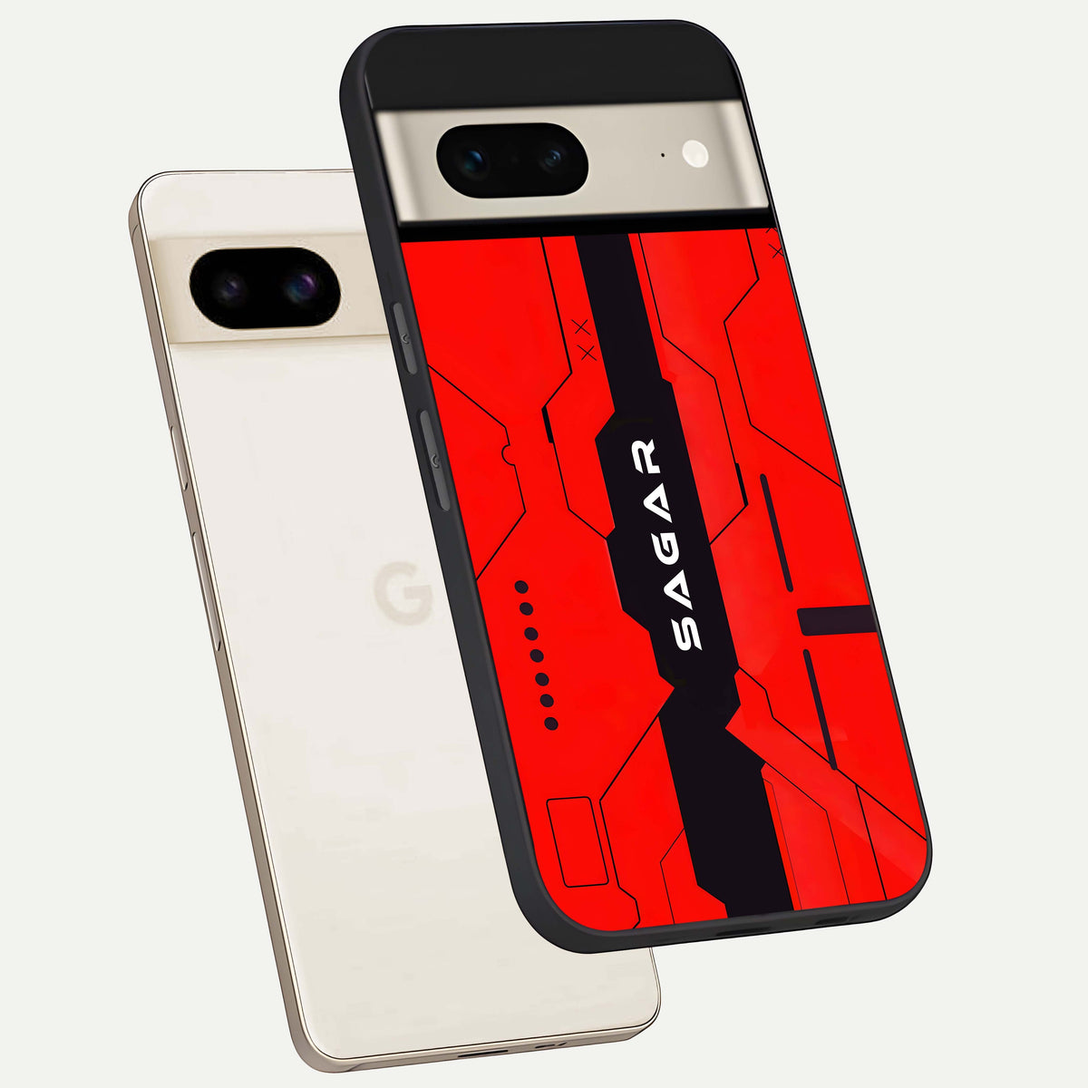 Voltage Rise CYBERPUNK Custom Name phone case For Google Pixel 7 showing premium custom name glass back cover
