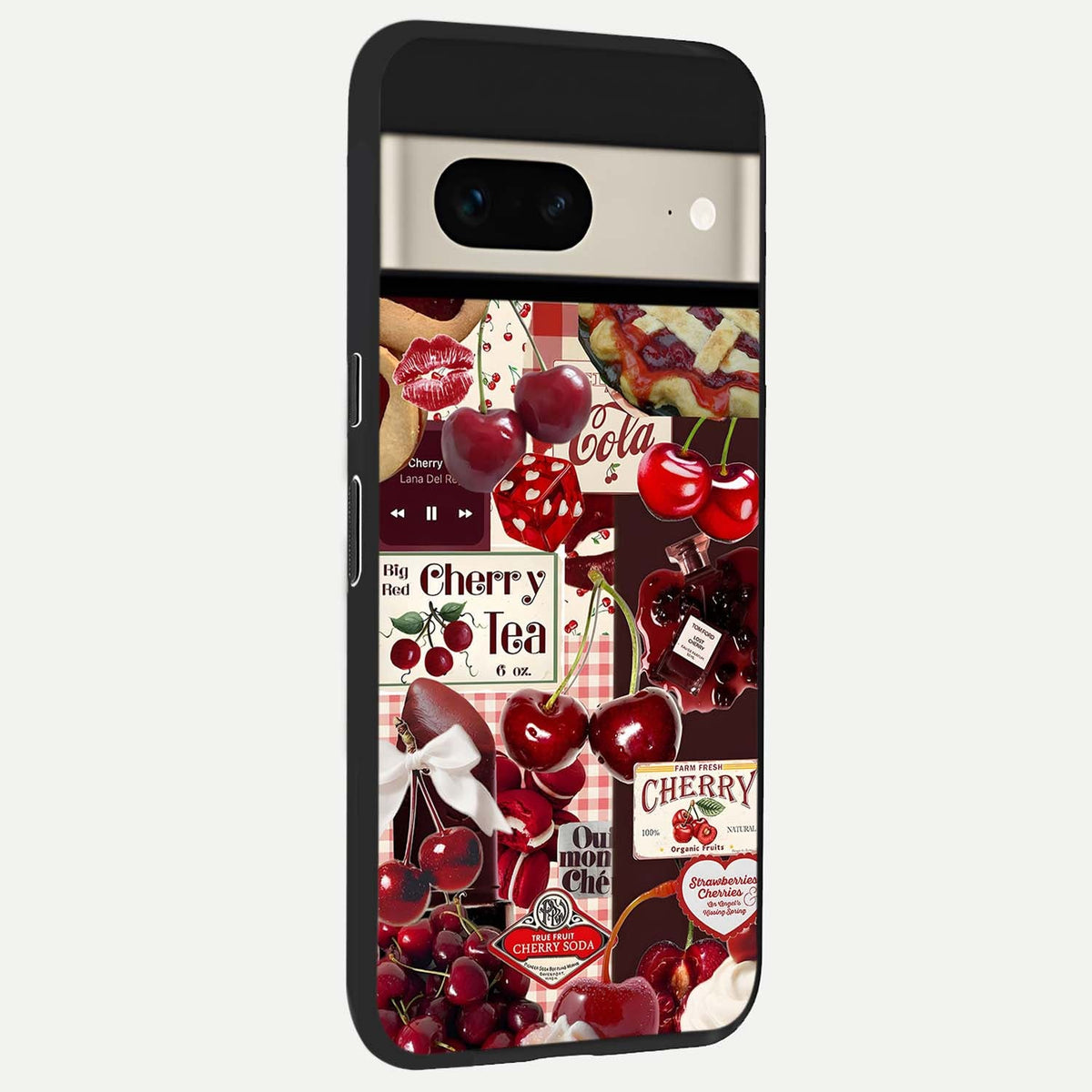  Aesthetic Cherry Tea back cover For Google Pixel 7 slim fit glass case with vibrant aesthetic design