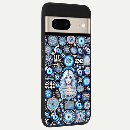  Angel Aura Shield back cover For Google Pixel 7 slim fit glass case with vibrant aesthetic design