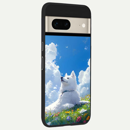  Blissful Cloud Pup back cover For Google Pixel 7 slim fit glass case with vibrant aesthetic design