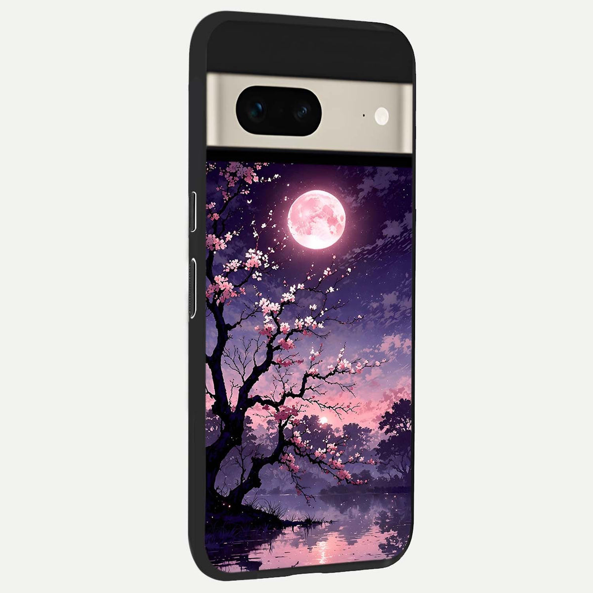  Blossom Pink Moon back cover For Google Pixel 7 slim fit glass case with vibrant aesthetic design