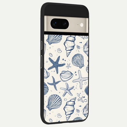  Blue Ocean Outline back cover For Google Pixel 7 slim fit glass case with vibrant aesthetic design