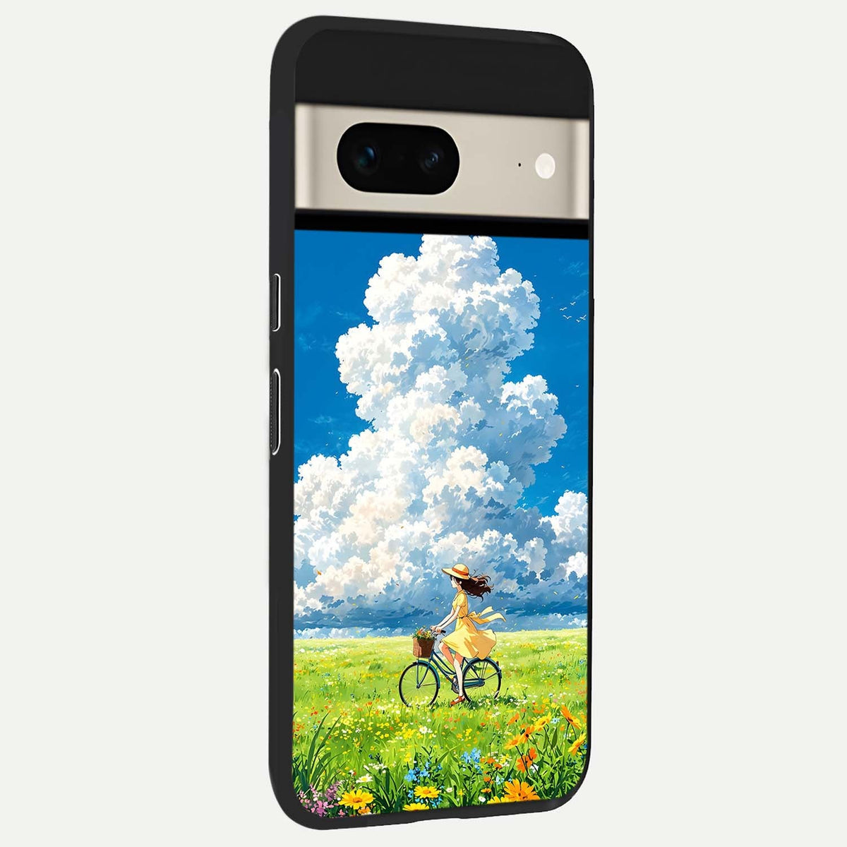  Breezy Meadow Ride back cover For Google Pixel 7 slim fit glass case with vibrant aesthetic design