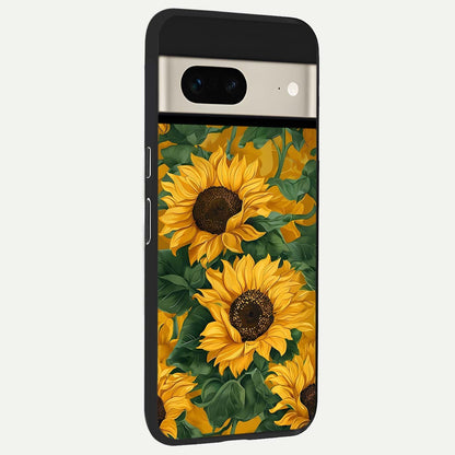  Bright Sunflower Bloom back cover For Google Pixel 7 slim fit glass case with vibrant aesthetic design