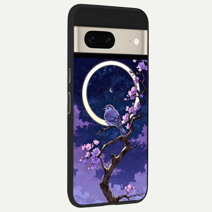  Celestial Bird Blossom back cover For Google Pixel 7 slim fit glass case with vibrant aesthetic design