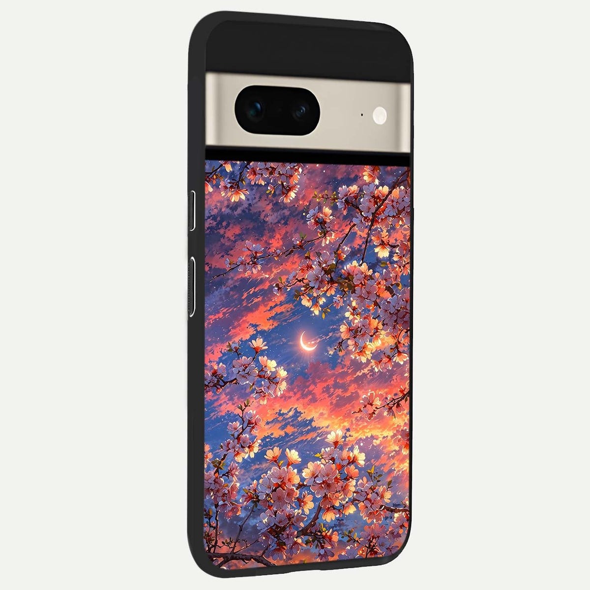  Celestial Sakura Sunset back cover For Google Pixel 7 slim fit glass case with vibrant aesthetic design