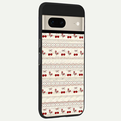  Cherry Bloom Charm back cover For Google Pixel 7 slim fit glass case with vibrant aesthetic design