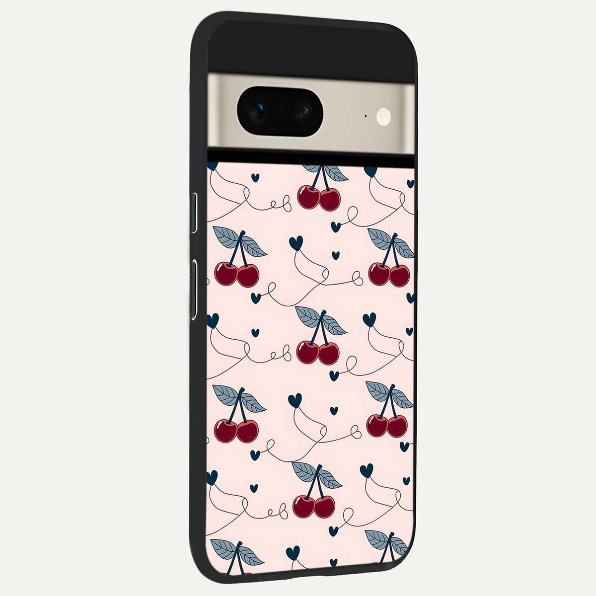  Cherry Heart Line back cover For Google Pixel 7 slim fit glass case with vibrant aesthetic design