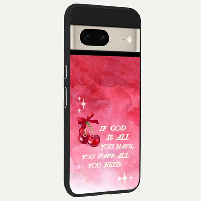  Cherry Quote back cover For Google Pixel 7 slim fit glass case with vibrant aesthetic design