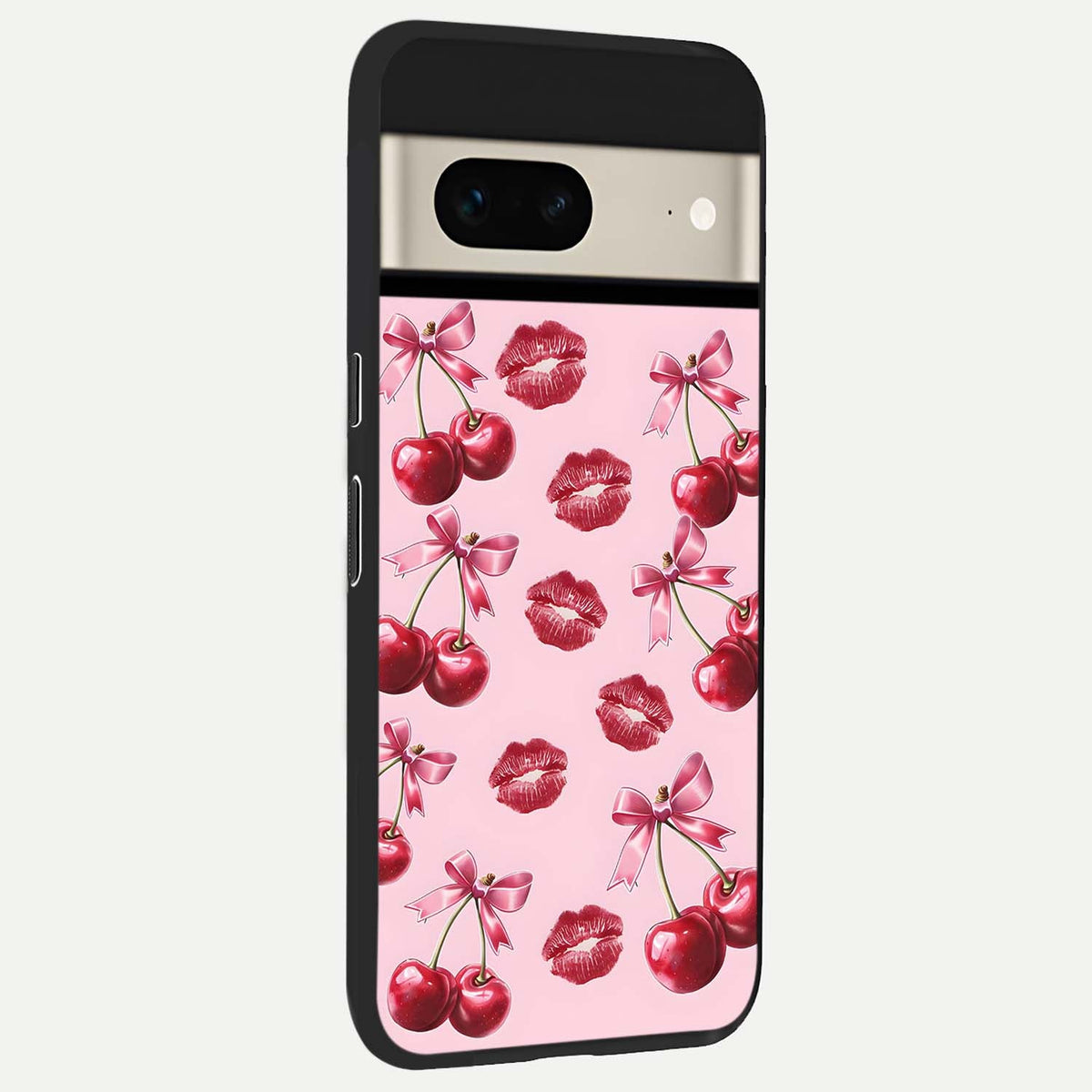  Cherry With Lips back cover For Google Pixel 7 slim fit glass case with vibrant aesthetic design