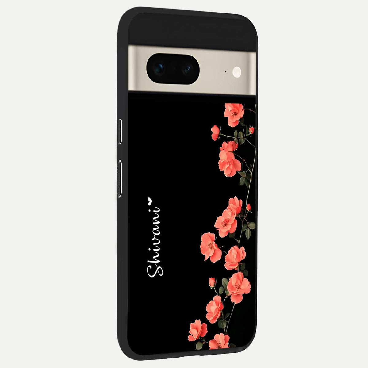  Crimson Bloom Grace Custom Name back cover For Google Pixel 7 slim fit glass case with vibrant aesthetic design