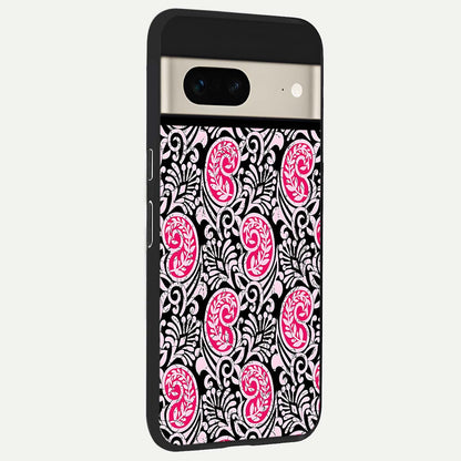  Crimson Paisley Charm back cover For Google Pixel 7 slim fit glass case with vibrant aesthetic design