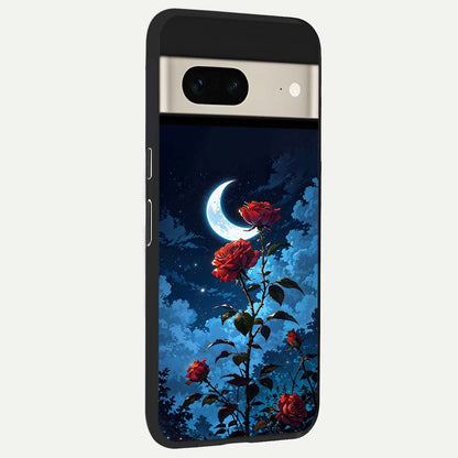  Crimson Rose Moon back cover For Google Pixel 7 slim fit glass case with vibrant aesthetic design